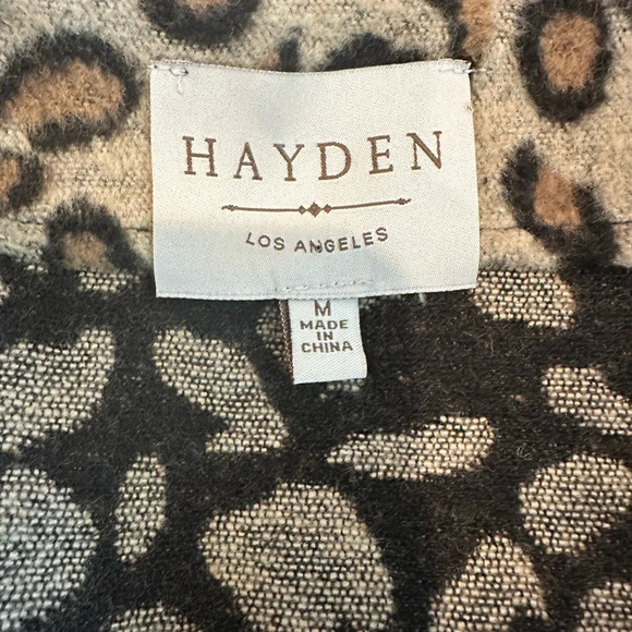 hayden Los Angeles Mini Skirt Leopard Print Asymmetrical Faux Wrap Wool Blend Md - Picture 8 of 9